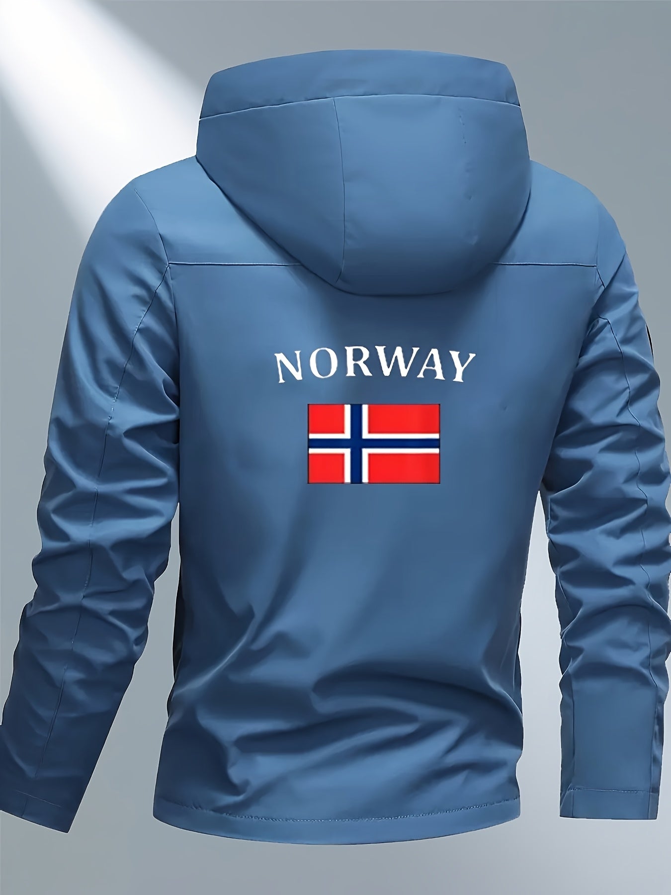 Men'S Windproof Jacket - Black with White "NORWAY" Print, Breathable & Comfortable for Outdoor Sports, Cycling, and Casual Wear, Windbreaker Jacket