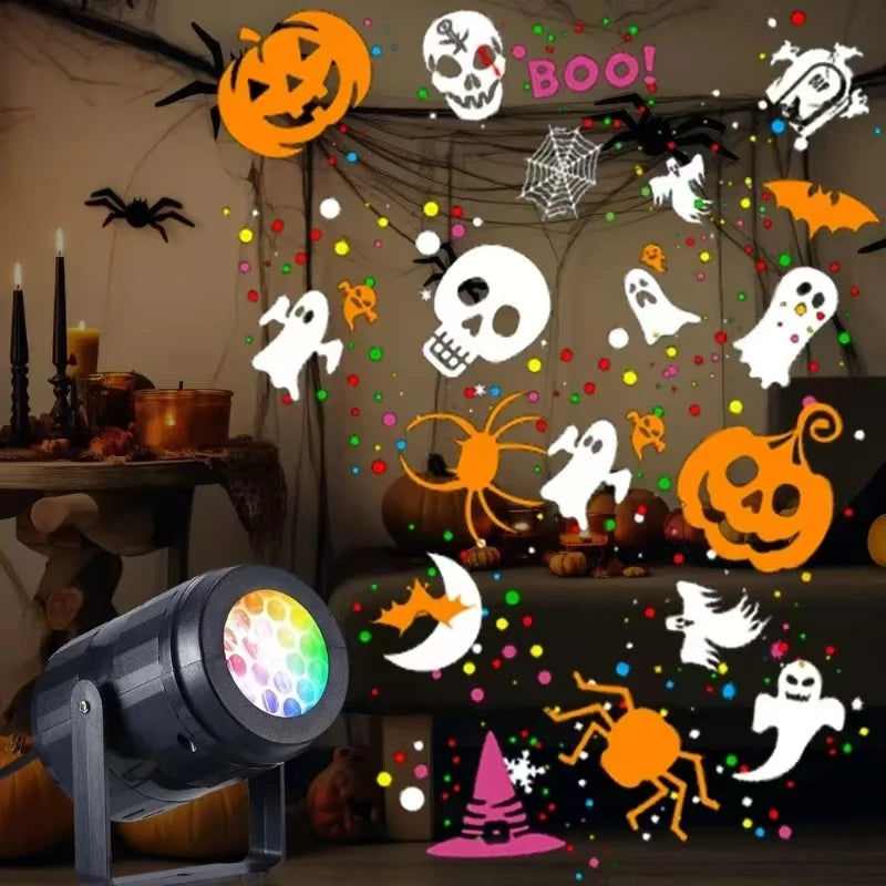 ضوء عرض بنمط دوار للهالوين، ضوء محيط 5 فولت، زينة عيد الميلاد USB، أضواء كاشفة للمهرجانات والحفلات العائلية