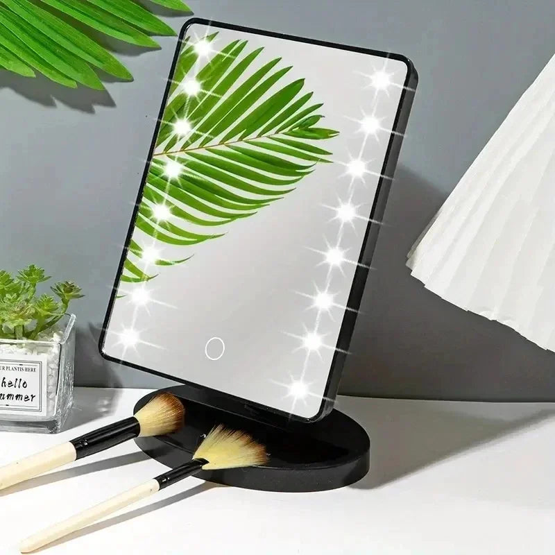 16 LED Desktop Makeup Mirror Night Light Touch Sensitive Design, 360 Degree Rotating StorageMakeup Mirror Brightnes Cosmetics