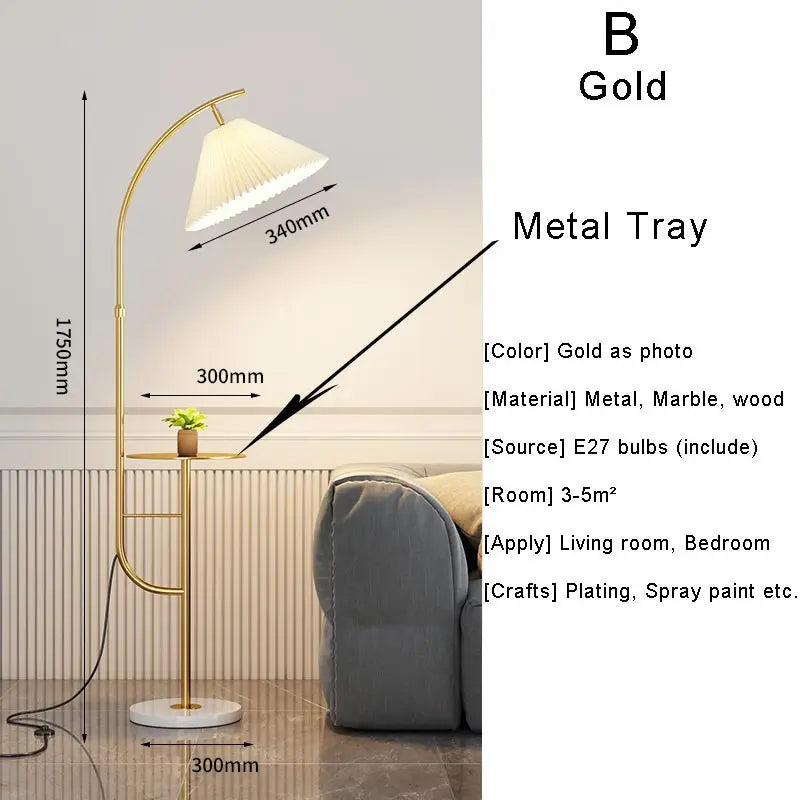 Nordic Woonkamer Led Vloerlampen Bank Slaapkamer Nachtkastje Decoratie Stand Lichtpunt Zwart Goud Home Verlichting Stof Lampenkap