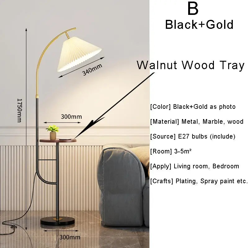 Nordic Woonkamer Led Vloerlampen Bank Slaapkamer Nachtkastje Decoratie Stand Lichtpunt Zwart Goud Home Verlichting Stof Lampenkap
