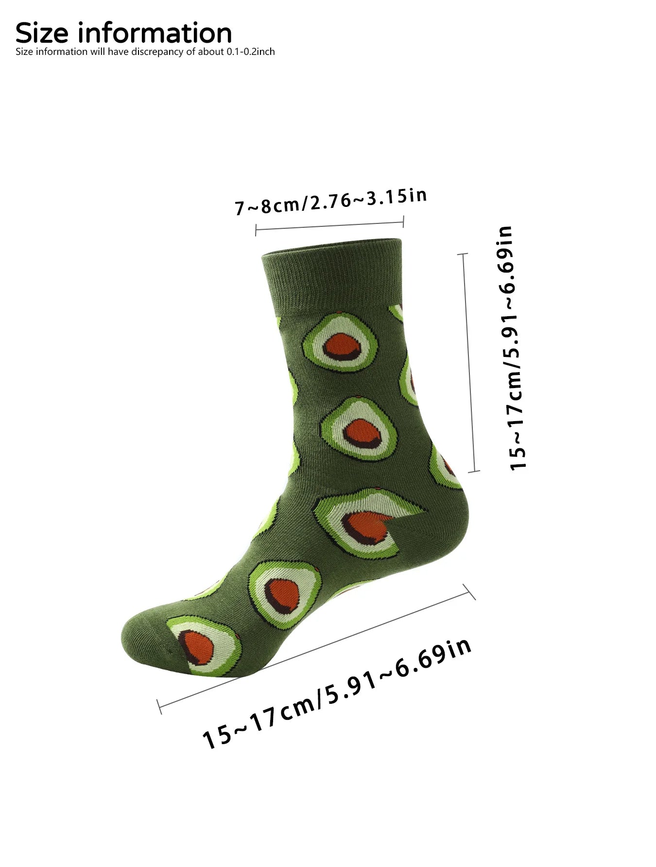 1 paar middellange unisex sokken, nieuwe en interessante sokken met avocadopotjes voor Kerstmis en vier seizoenen