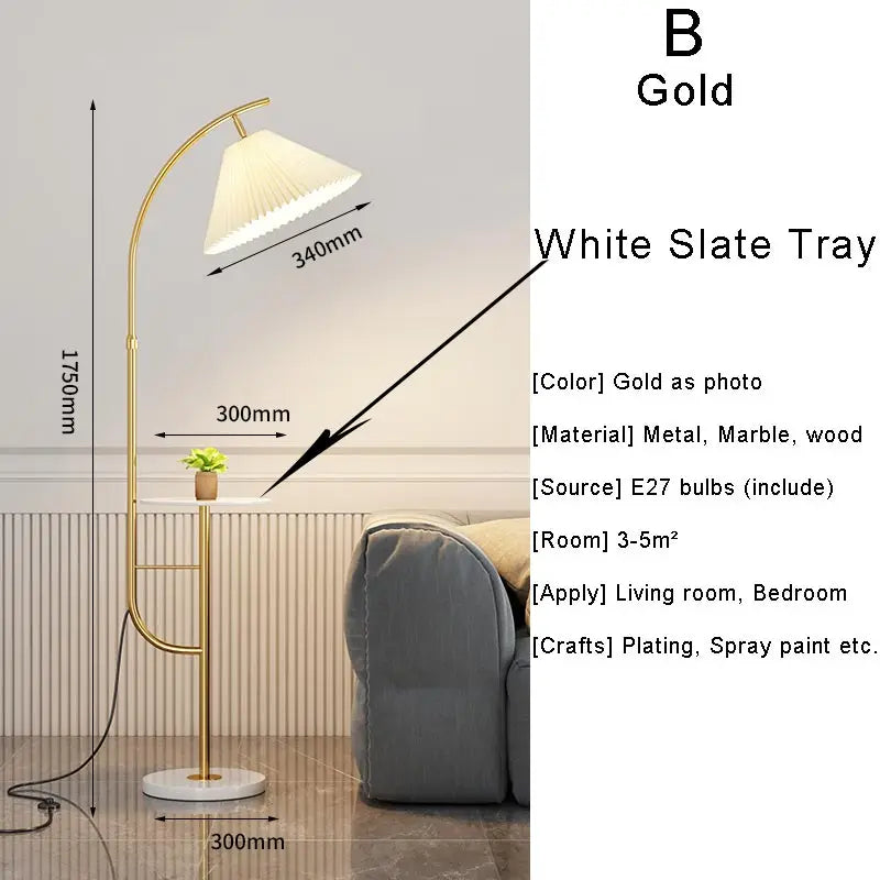 Nordic Woonkamer Led Vloerlampen Bank Slaapkamer Nachtkastje Decoratie Stand Lichtpunt Zwart Goud Home Verlichting Stof Lampenkap