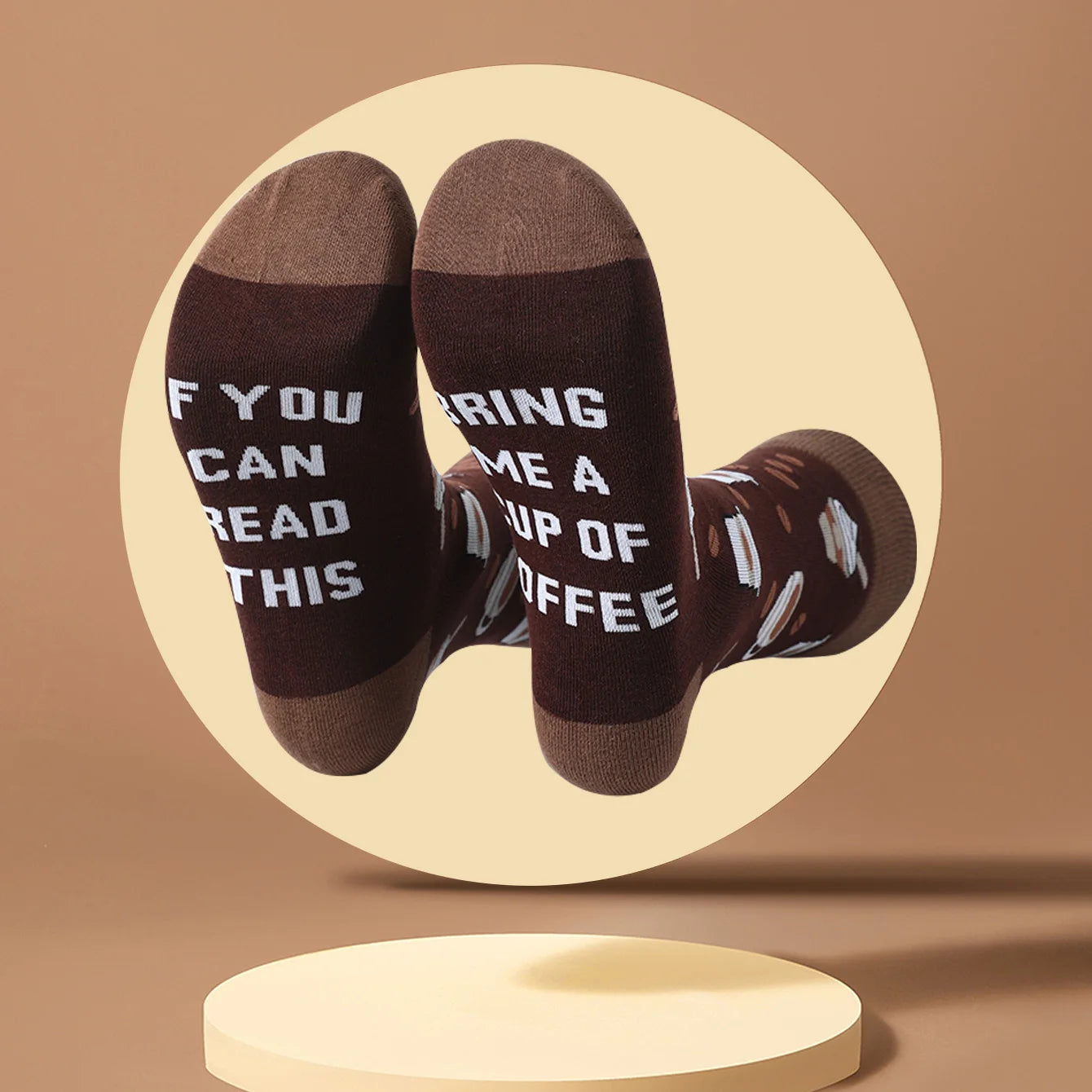 1 Pair of Mid-Calf Men's Socks, Suitable for Both Men and Women, Novelty and Fun Colorful Coffee Cup Gift Box Socks, European and American Fashion Trend Style, Comfortable and Breathable, Party Casual Novelty Gift, Valentine's Day, Christmas, Santa Claus,