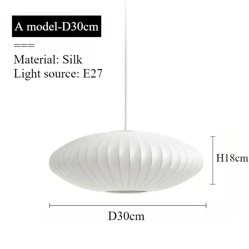 Modern Pure White Silk Pendant Lamp Home Decor Chandeliers for Living Room Bedroom Nordic Drop Light Indoor Lighting Fixtures