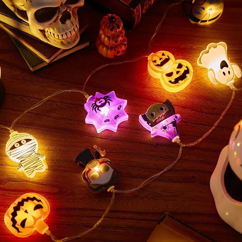 Halloween Decoration LED String Lights,Pumpkin Ghost Spider Web Hanging Lamp,Home Outdoor Lantern Props