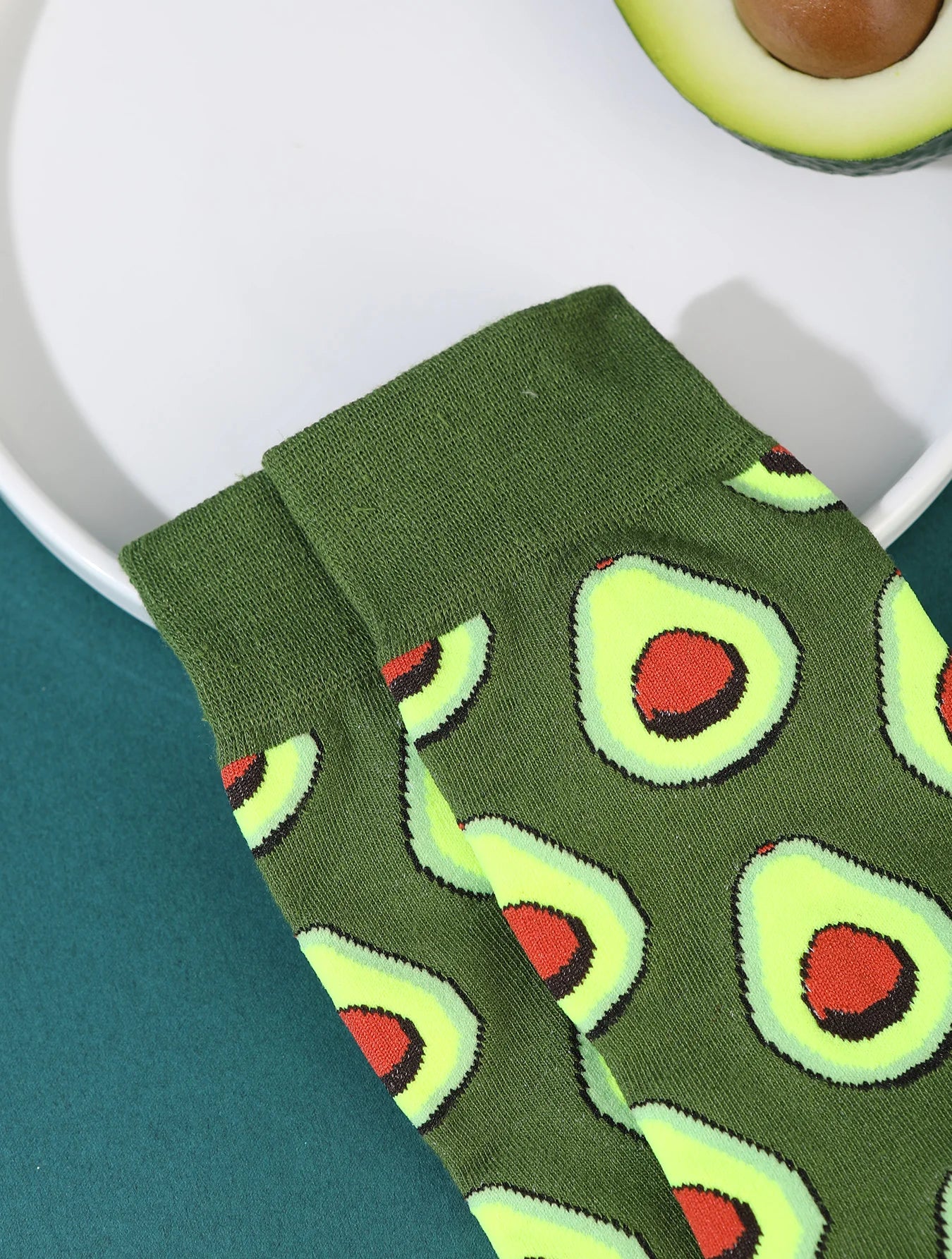 1 paar middellange unisex sokken, nieuwe en interessante sokken met avocadopotjes voor Kerstmis en vier seizoenen