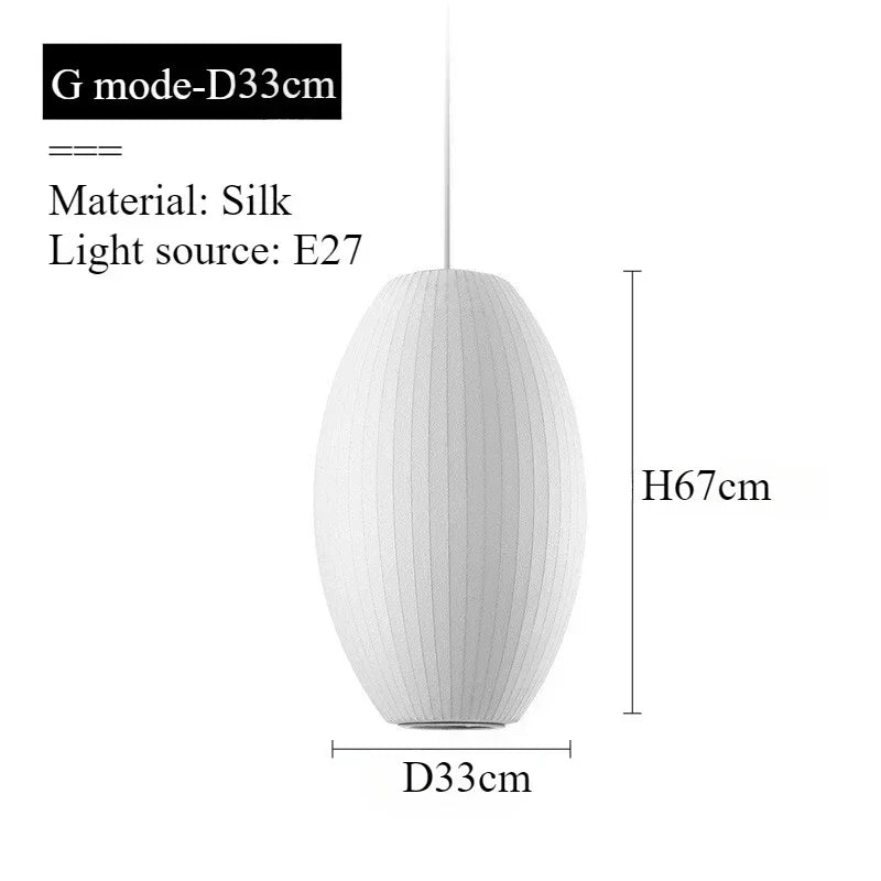Modern Pure White Silk Pendant Lamp Home Decor Chandeliers for Living Room Bedroom Nordic Drop Light Indoor Lighting Fixtures
