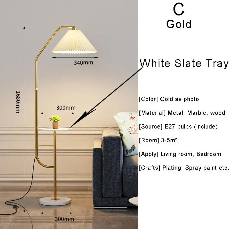 Nordic Woonkamer Led Vloerlampen Bank Slaapkamer Nachtkastje Decoratie Stand Lichtpunt Zwart Goud Home Verlichting Stof Lampenkap
