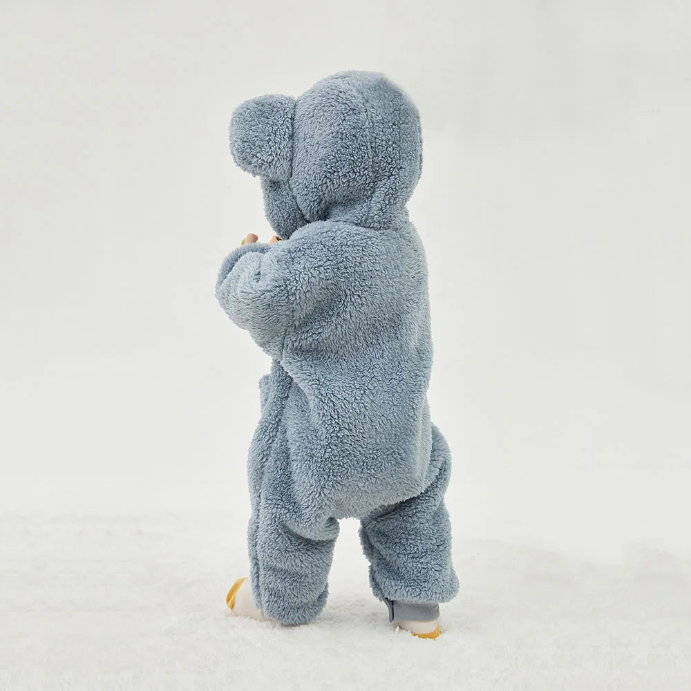 2025 Warm Fleece Hooded Jumpsuits for Baby Autumn Winter Long Sleeve Infant Rompers Newborn Boy Girl Homewear Pajamas