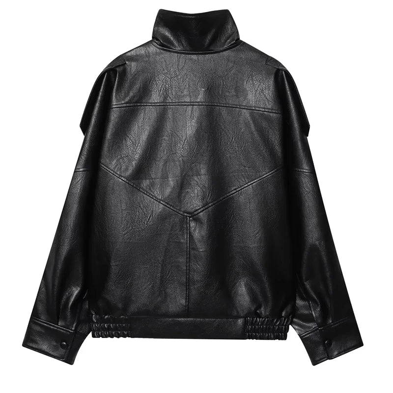 QUOTED - HXAO Zwarte Jas Voor Dames Bovenkleding Kunstleer Jas Lange Mouw Nieuw In Jassen En Jacks Rits Bomber Motorjas