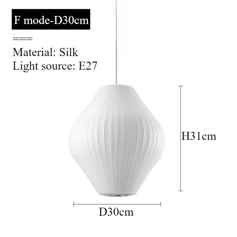 Modern Pure White Silk Pendant Lamp Home Decor Chandeliers for Living Room Bedroom Nordic Drop Light Indoor Lighting Fixtures