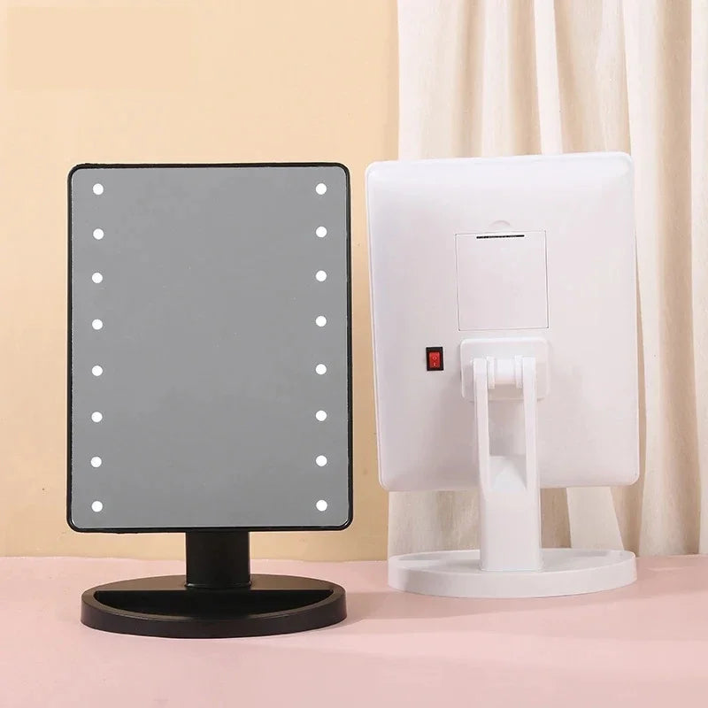 16 LED Desktop Makeup Mirror Night Light Touch Sensitive Design, 360 Degree Rotating StorageMakeup Mirror Brightnes Cosmetics