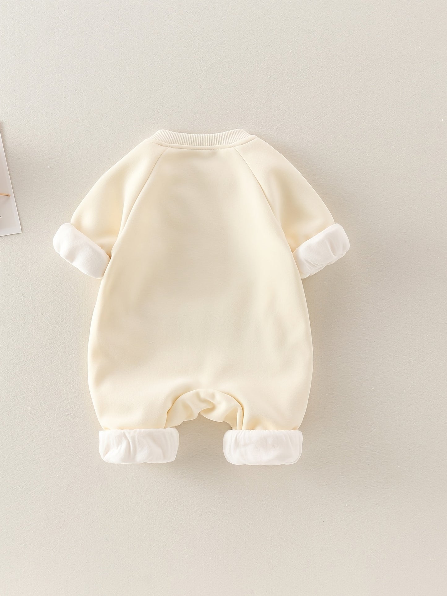 MCDULL SISTER Baby Girl'S Autumn Double-Layer Outfit - Cute Cartoon Bear & Airplane Design, Warm Long Sleeve Romper with Pockets, Loose Fit Spring/Fall Clothing, Soft Fabric, Perfect for Outdoor Play, Baby Girl Clothes, Perfect for Outdoor, J