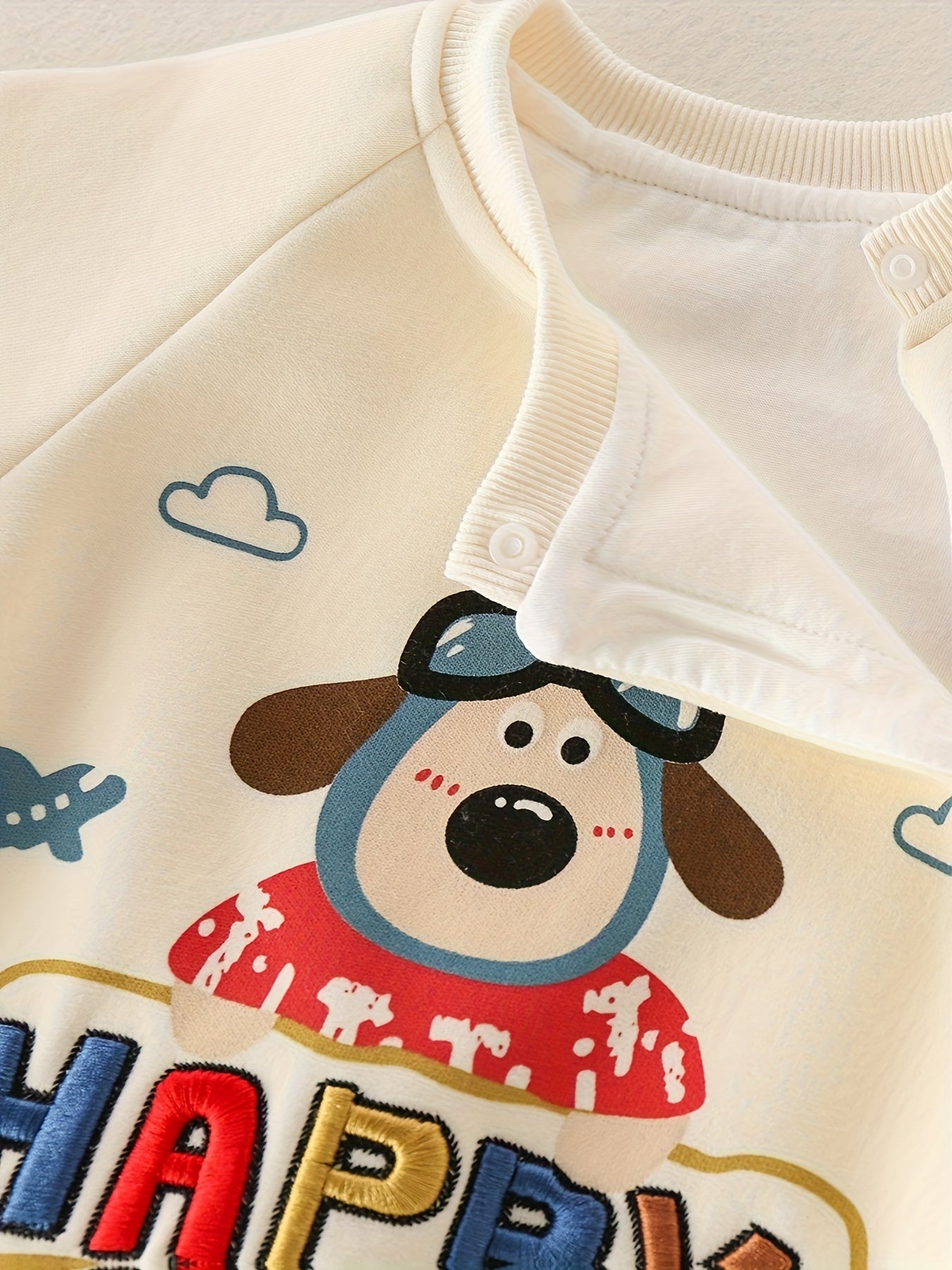 MCDULL SISTER Baby Girl'S Autumn Double-Layer Outfit - Cute Cartoon Bear & Airplane Design, Warm Long Sleeve Romper with Pockets, Loose Fit Spring/Fall Clothing, Soft Fabric, Perfect for Outdoor Play, Baby Girl Clothes, Perfect for Outdoor, J