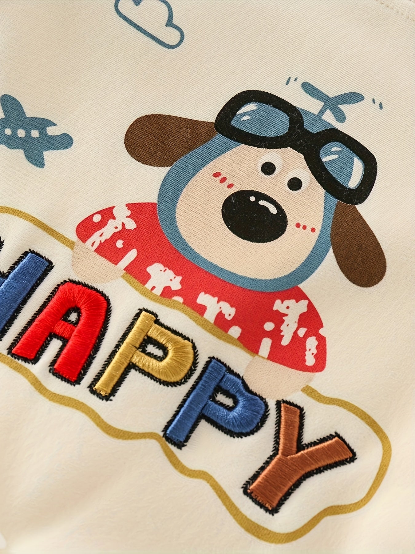 MCDULL SISTER Baby Girl'S Autumn Double-Layer Outfit - Cute Cartoon Bear & Airplane Design, Warm Long Sleeve Romper with Pockets, Loose Fit Spring/Fall Clothing, Soft Fabric, Perfect for Outdoor Play, Baby Girl Clothes, Perfect for Outdoor, J