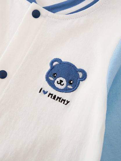 Onesie - Long Sleeve Baseball Romper Outfit, Loose Fit with Snap Closure, Winter Clothes, Easy Diaper changes & Everyday or Special Occasions, Clothing, Cute Animal Print, Comfortable Material, Snapbutton Closure, Essentials, Perfect for Outdoor