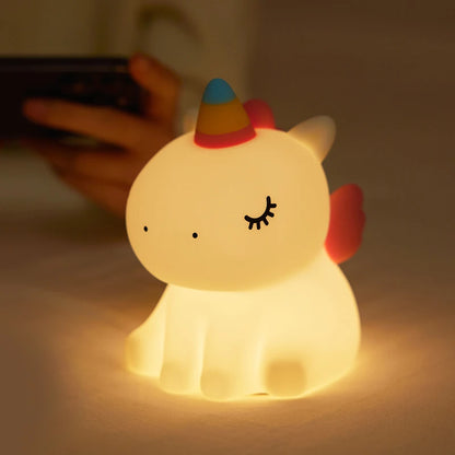 Groot gezicht konijn nachtlampje schattig siliconen konijn cartoon zachte lamp touch nachtlampje kinderen slaap licht kamer decoratie cadeau