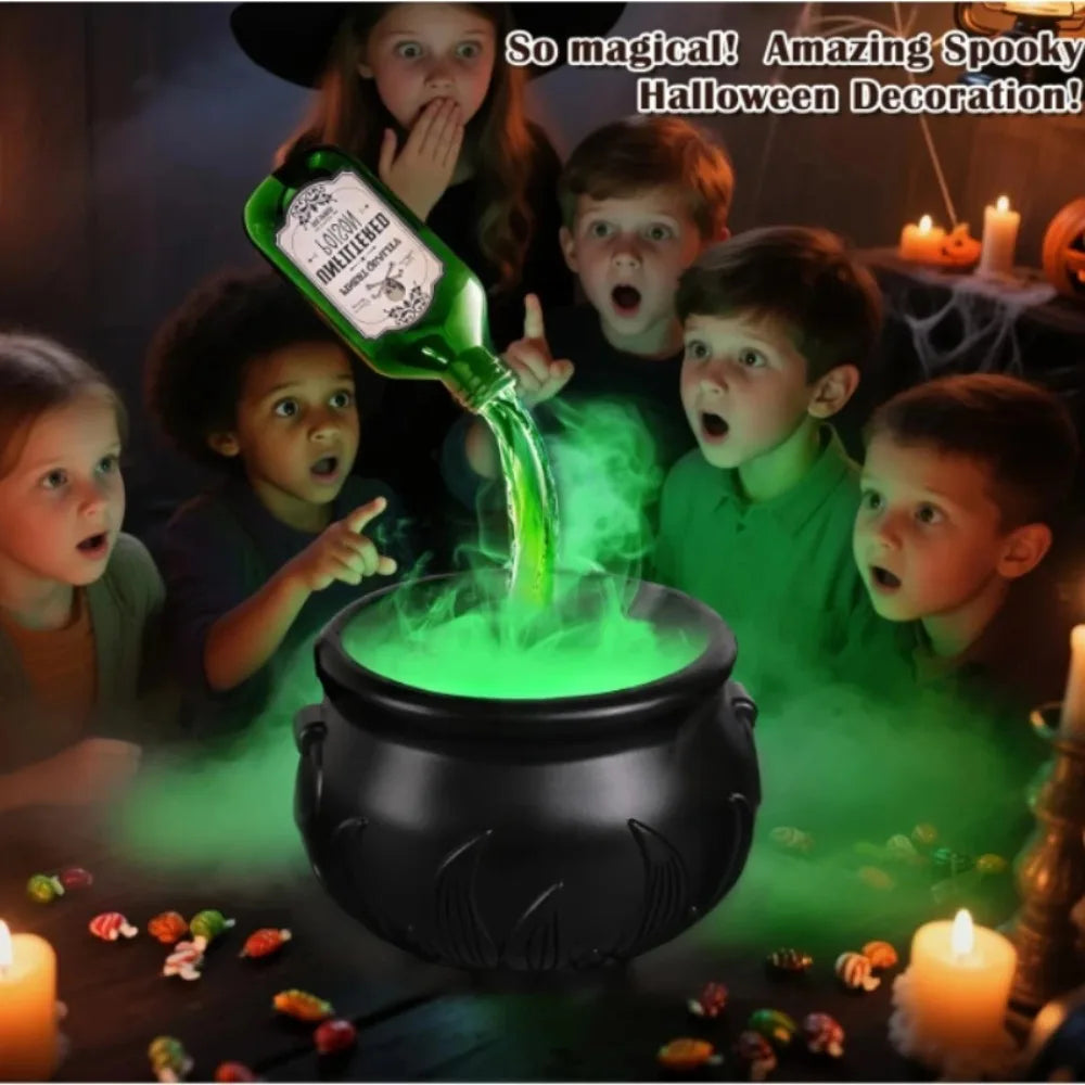 Party Decorations Home Decor Witch Cauldron Fog Machine With Floating Bottle Skull LED Light Halloween Prop Spooky Witchcraft