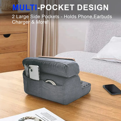 Xnyocn Tablet Pillow Holder Foldable IPad Stand for Lap Bed and Desk Tablet Soft Pad Dock with Pocket Stylus Mount for IPad Pro