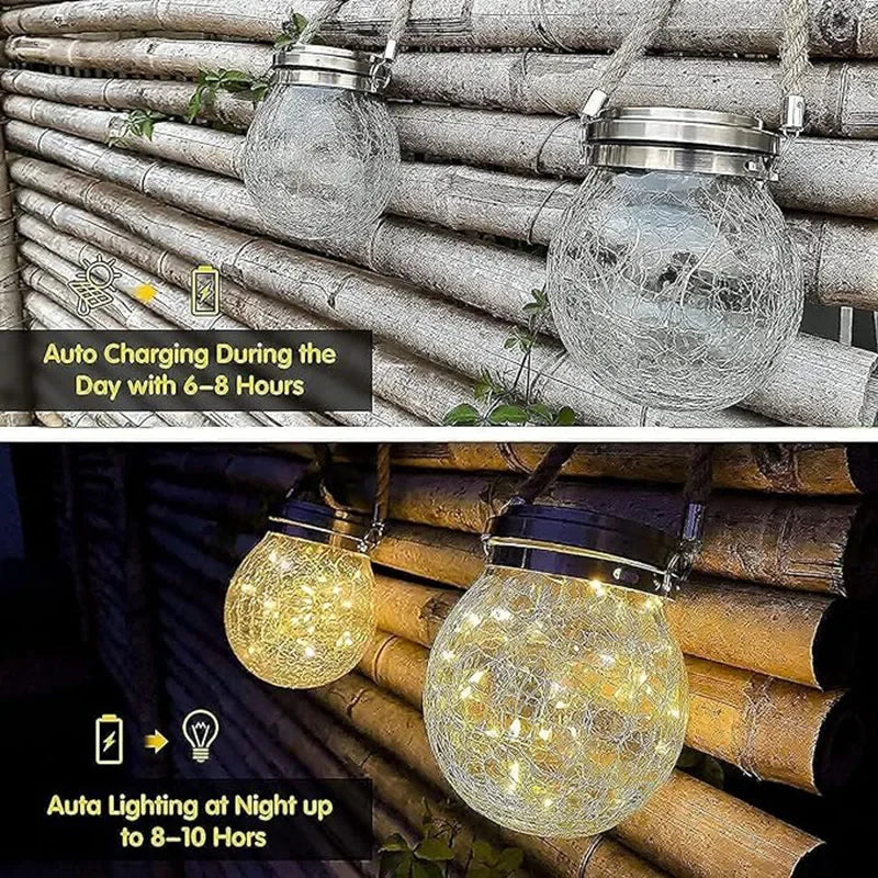 Solar Cracked Glass Wishing Light LED Table Lights Outdoor Waterproof Landscape Garden Nightlight Camping Atmosphere Lighting