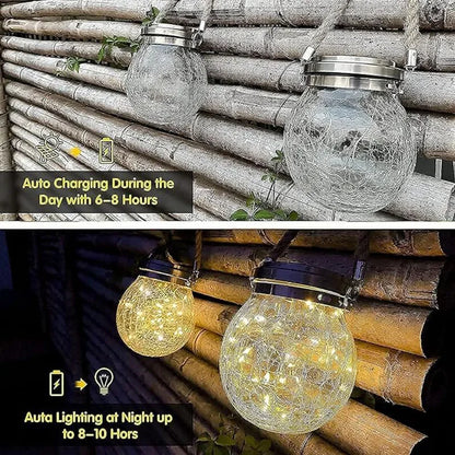 Solar Cracked Glass Wishing Light LED Table Lights Outdoor Waterproof Landscape Garden Nightlight Camping Atmosphere Lighting