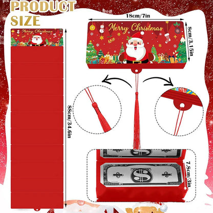 Christmas Santa Claus Folding Banknote Card Merry Christmas Decor with 10 Card Slot Christmas Surprise Party Envelope Money Box