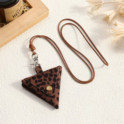 Retro Cute Small Leather Bag Long Necklace for Women Fashion Sweater Chain Neck Hanging Jewelry Versatile Accessory Gift