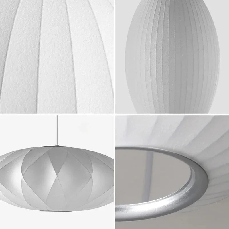 Modern Pure White Silk Pendant Lamp Home Decor Chandeliers for Living Room Bedroom Nordic Drop Light Indoor Lighting Fixtures