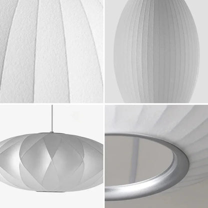 Modern Pure White Silk Pendant Lamp Home Decor Chandeliers for Living Room Bedroom Nordic Drop Light Indoor Lighting Fixtures