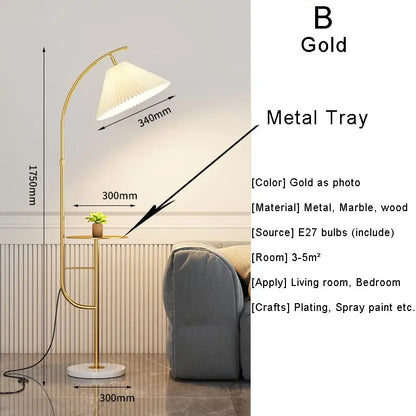 Nordic Woonkamer Led Vloerlampen Bank Slaapkamer Nachtkastje Decoratie Stand Lichtpunt Zwart Goud Home Verlichting Stof Lampenkap