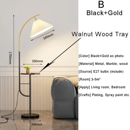 Nordic Woonkamer Led Vloerlampen Bank Slaapkamer Nachtkastje Decoratie Stand Lichtpunt Zwart Goud Home Verlichting Stof Lampenkap