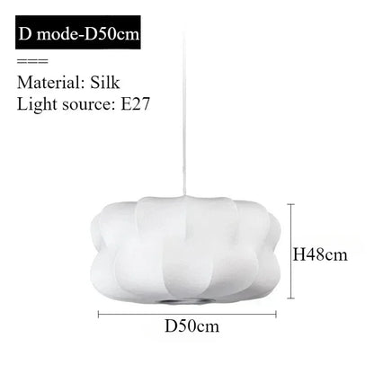 Modern Pure White Silk Pendant Lamp Home Decor Chandeliers for Living Room Bedroom Nordic Drop Light Indoor Lighting Fixtures