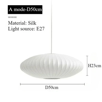 Modern Pure White Silk Pendant Lamp Home Decor Chandeliers for Living Room Bedroom Nordic Drop Light Indoor Lighting Fixtures