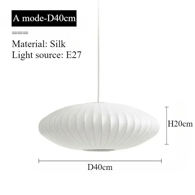 Modern Pure White Silk Pendant Lamp Home Decor Chandeliers for Living Room Bedroom Nordic Drop Light Indoor Lighting Fixtures