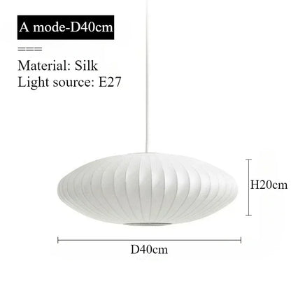 Modern Pure White Silk Pendant Lamp Home Decor Chandeliers for Living Room Bedroom Nordic Drop Light Indoor Lighting Fixtures