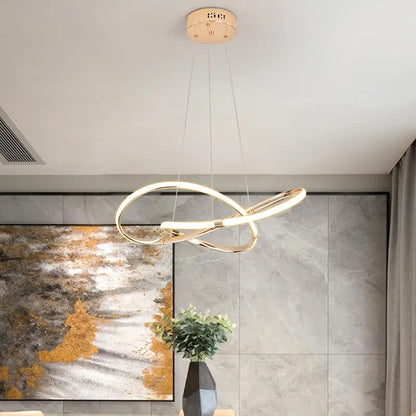 Modern Gold Led Pendant Light Fixtures Dining Room Decoration Home Appliances Living Room Hanging Lamps Remote Control Lustre