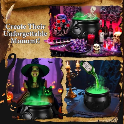 Party Decorations Home Decor Witch Cauldron Fog Machine With Floating Bottle Skull LED Light Halloween Prop Spooky Witchcraft