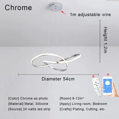 Modern Gold Led Pendant Light Fixtures Dining Room Decoration Home Appliances Living Room Hanging Lamps Remote Control Lustre