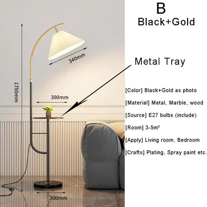 Nordic Woonkamer Led Vloerlampen Bank Slaapkamer Nachtkastje Decoratie Stand Lichtpunt Zwart Goud Home Verlichting Stof Lampenkap