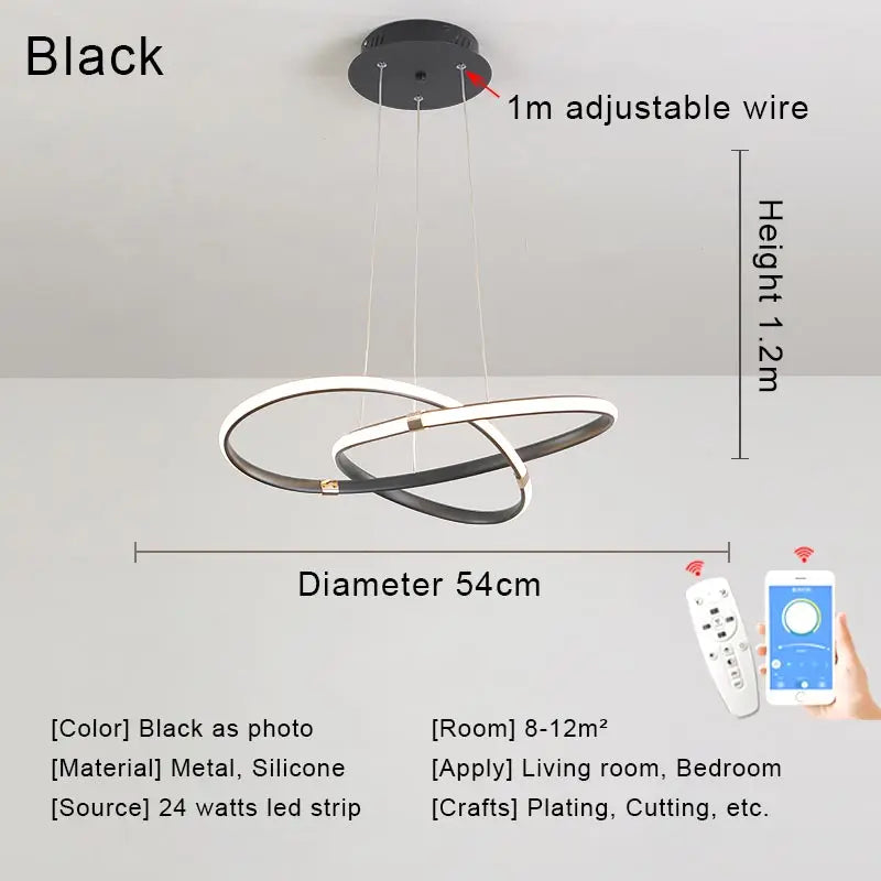 Modern Gold Led Pendant Light Fixtures Dining Room Decoration Home Appliances Living Room Hanging Lamps Remote Control Lustre