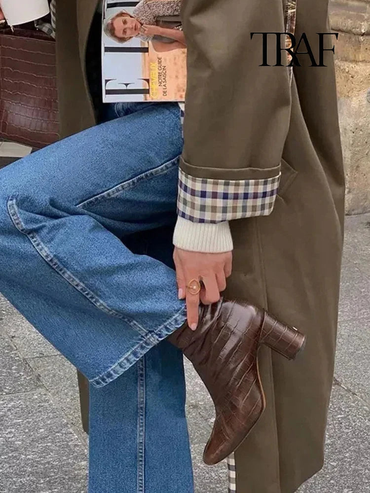 Vrouwen Mode Lange Trench Coat Herfst en Winter Kapel Lange Mouw Single-Breasted Jas Los Puur Kleur Eenvoudige Straatjas