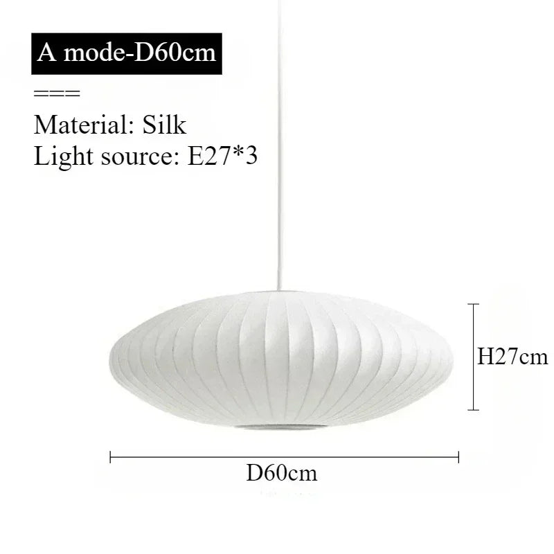 Modern Pure White Silk Pendant Lamp Home Decor Chandeliers for Living Room Bedroom Nordic Drop Light Indoor Lighting Fixtures