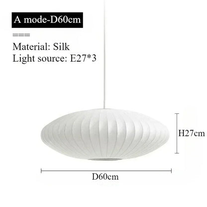 Modern Pure White Silk Pendant Lamp Home Decor Chandeliers for Living Room Bedroom Nordic Drop Light Indoor Lighting Fixtures