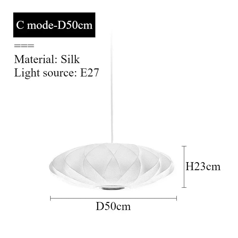 Modern Pure White Silk Pendant Lamp Home Decor Chandeliers for Living Room Bedroom Nordic Drop Light Indoor Lighting Fixtures