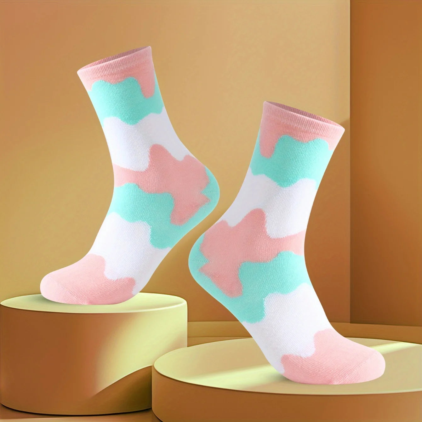 1 paar halfhoge herensokken, geschikt voor zowel mannen als vrouwen, nieuwigheid en leuk kleurrijk ijs geschenkdoossokken, Europese en Amerikaanse modetrendstijl, comfortabel en ademend, feestcasual nieuwigheidscadeau, Valentijnsdag, Kerstmis, herfst- en
