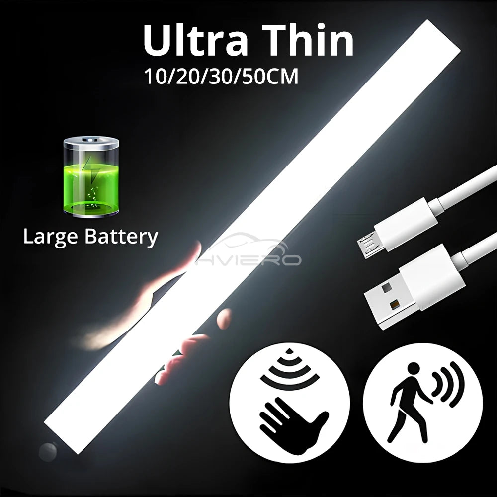 Capteur de mouvement lumière sans fil LED veilleuse USB Rechargeable lumière armoire armoire lampe escalier rétro-éclairage pour cuisine LED