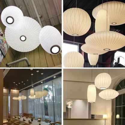 Modern Pure White Silk Pendant Lamp Home Decor Chandeliers for Living Room Bedroom Nordic Drop Light Indoor Lighting Fixtures