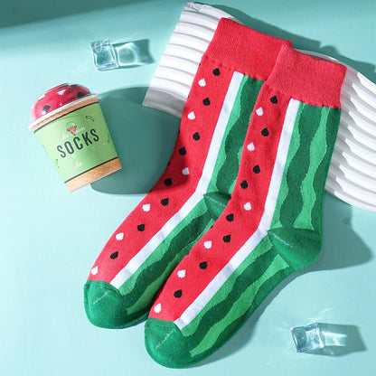 1 paar halfhoge sokken voor mannen en vrouwen, nieuwigheid en leuk, kleurrijke groene cup ijs geschenkdoos sokken, Europese en Amerikaanse modetrendstijl, comfortabel en ademend, feest casual nieuwigheidscadeau, Valentijnsdag, Kerstmis, kerstman, herfst-
