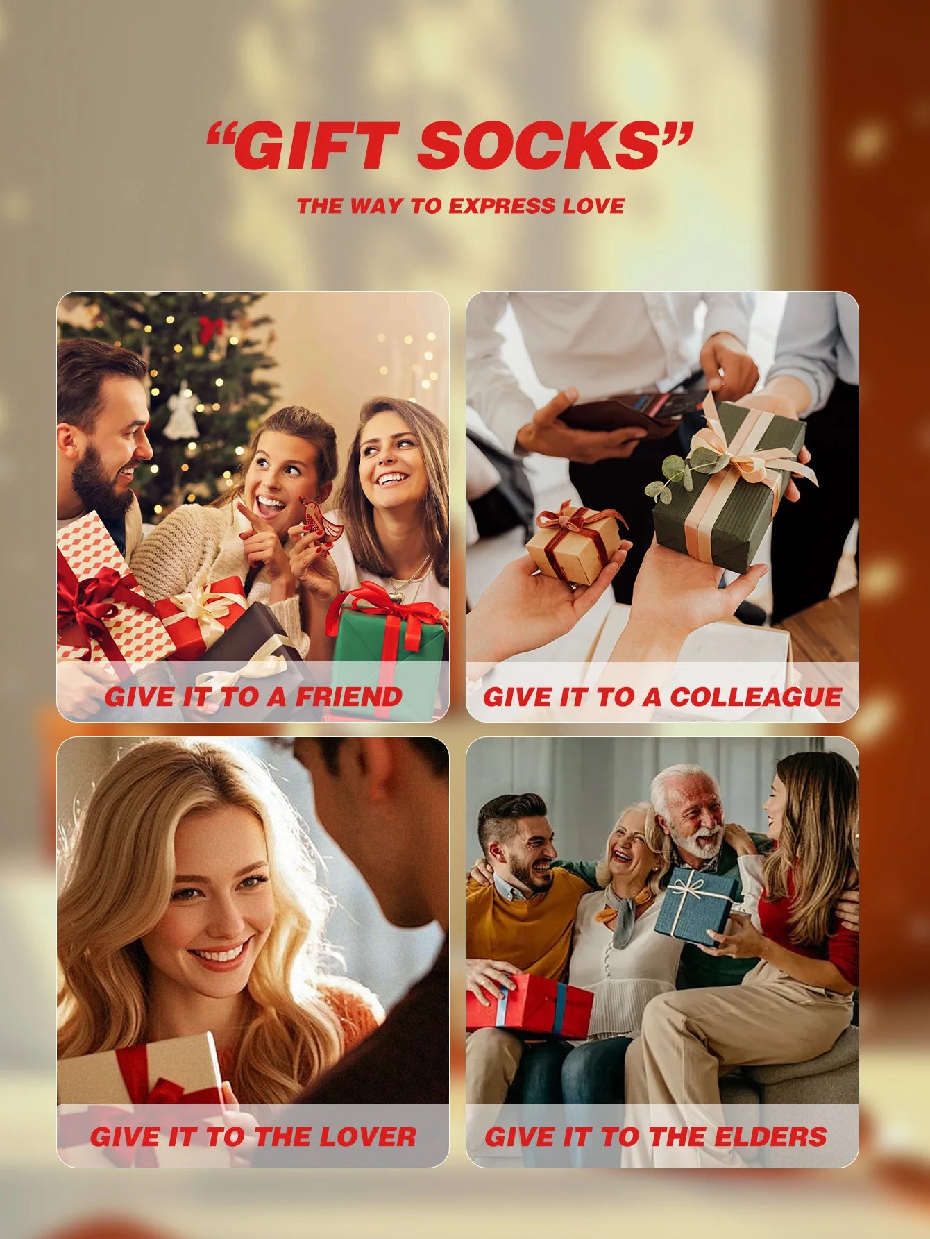 2-paar dezelfde heren- en damessokken met een uniek, creatief en interessant hamburgerontwerp als vakantiecadeau